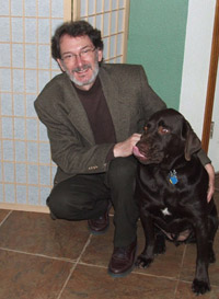 Religious Studies Prof Bruce Sullivan and Raja the Wonder Dog